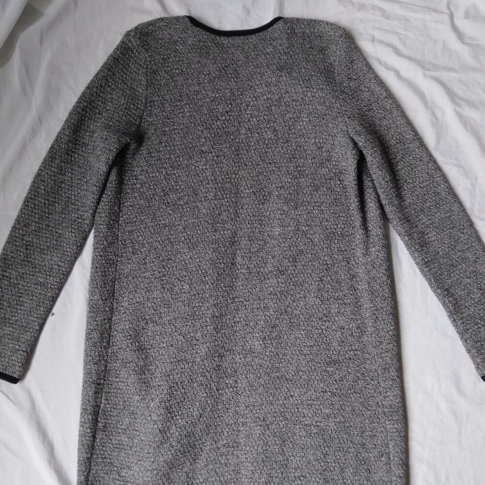 Talbots Cardigan Sweater Textured Open Front Marled Long Sleeve Black Gray XS - Picture 12 of 15